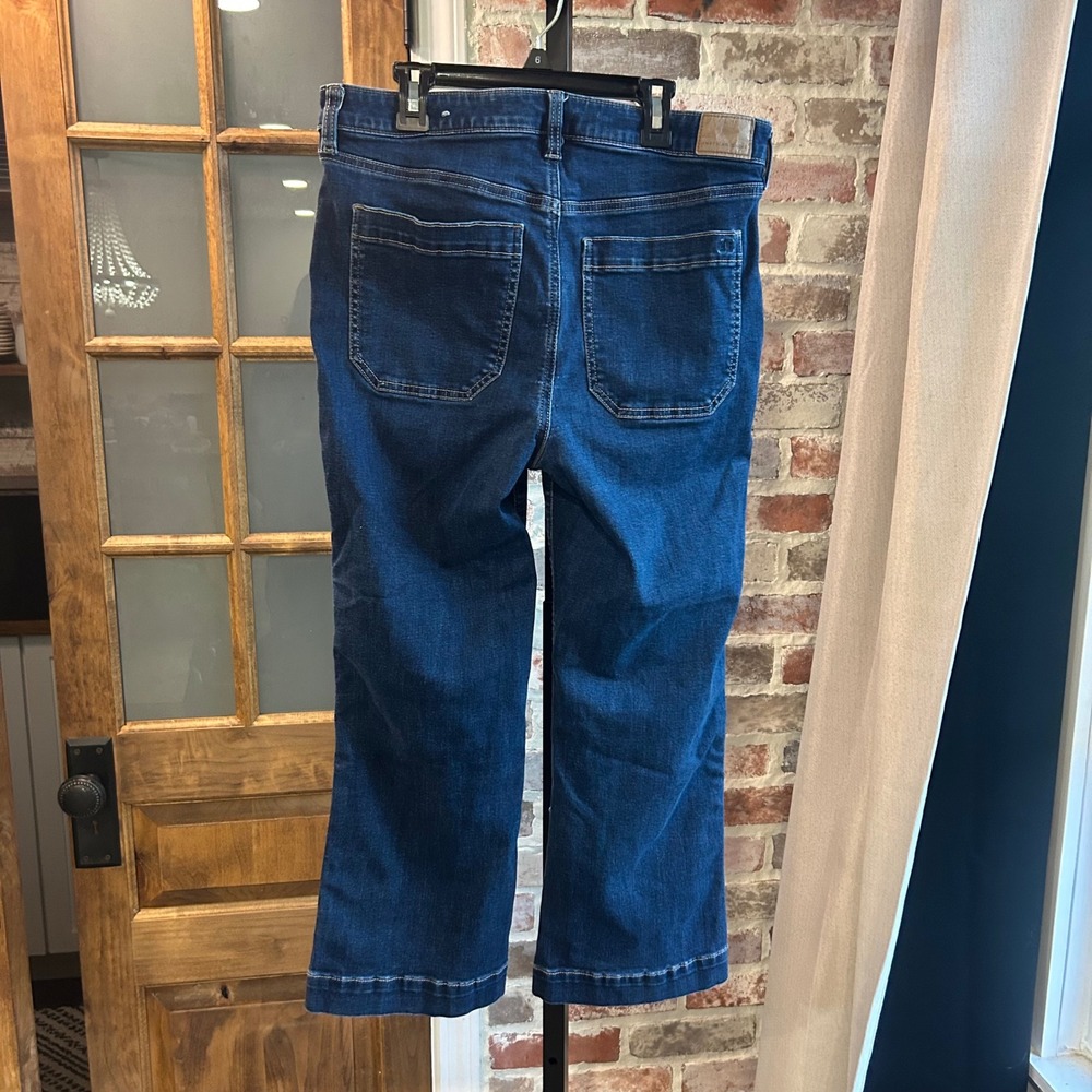American Eagle Kick Boot Crop Jeans Women High Rise Patch Pocket Boho Flared 12 - Picture 2 of 7